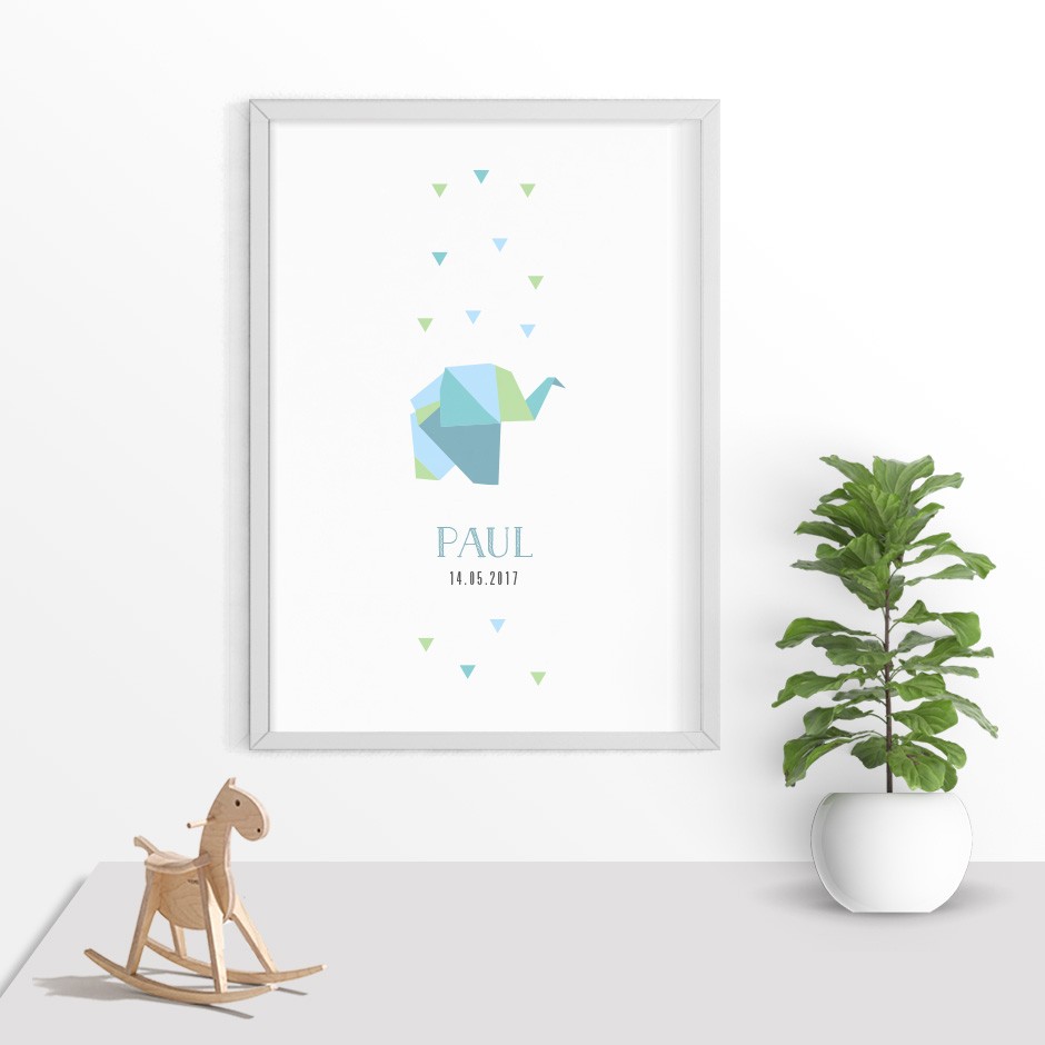 Taufkerze Origami Elefant