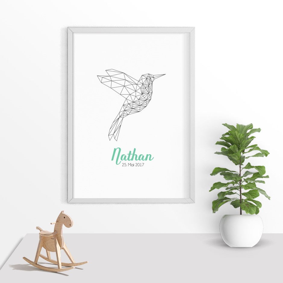 Taufkerze Geometric Kolibri