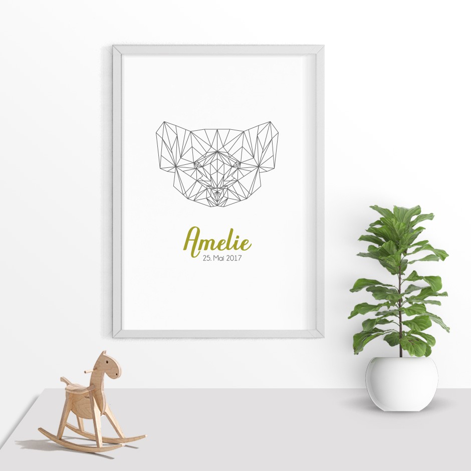 Taufkerze Geometric Panda