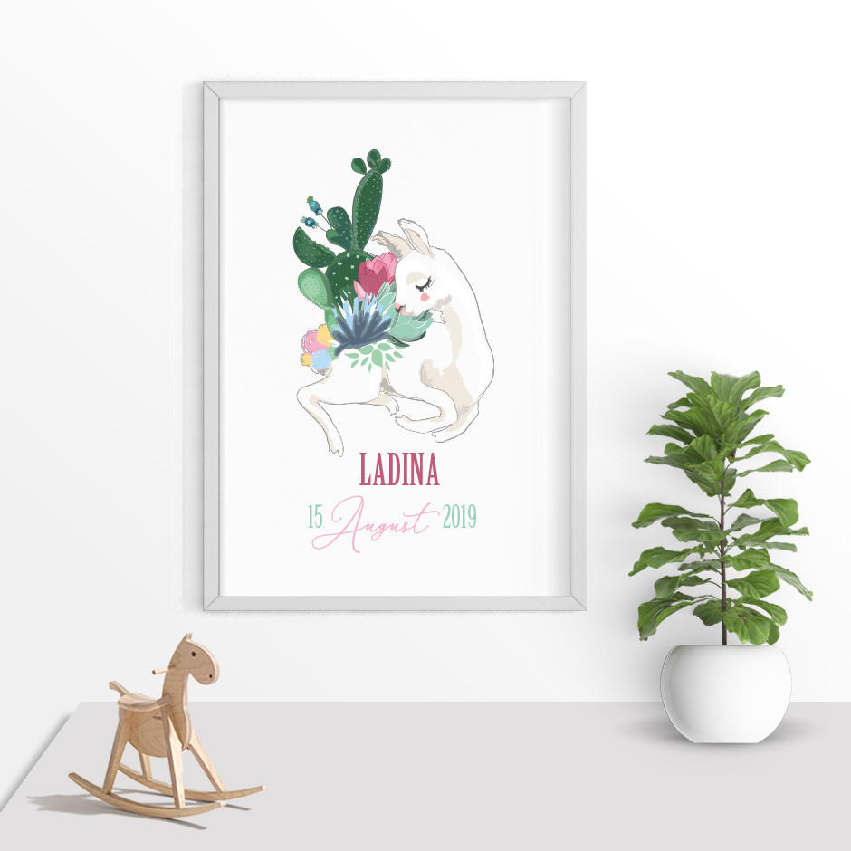 Taufkerze Lama Kaktus