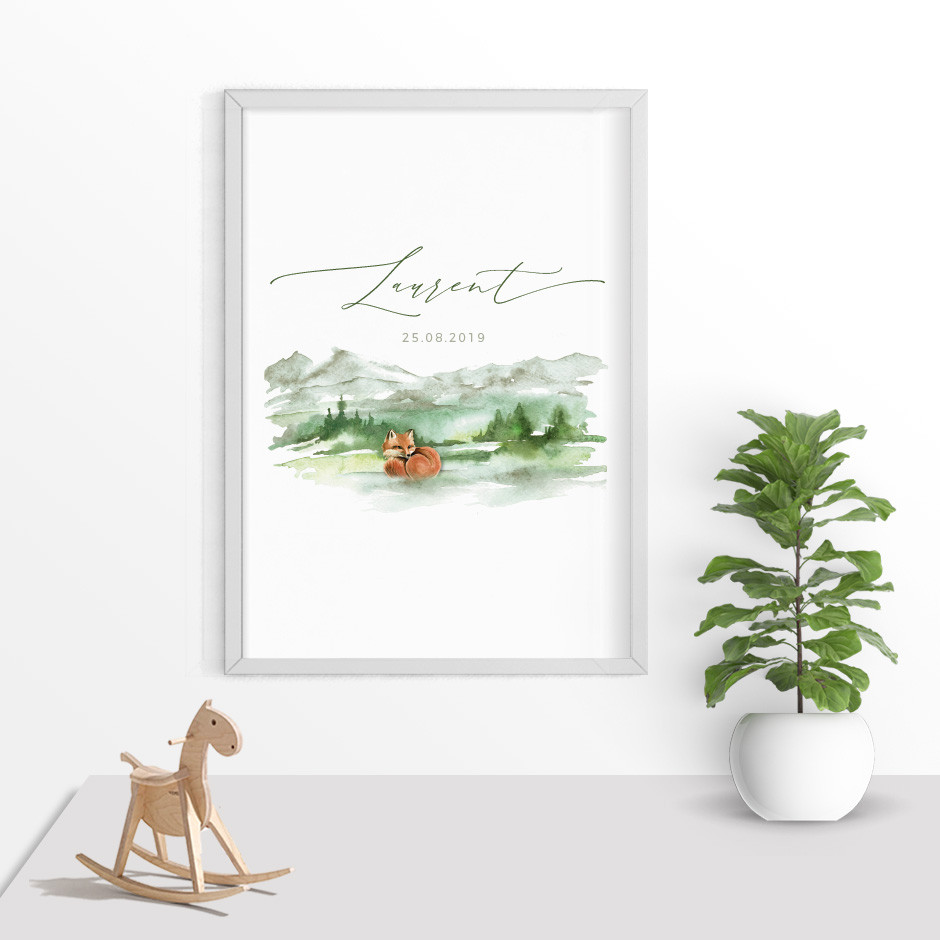 Taufkerze Fuchs im Wald