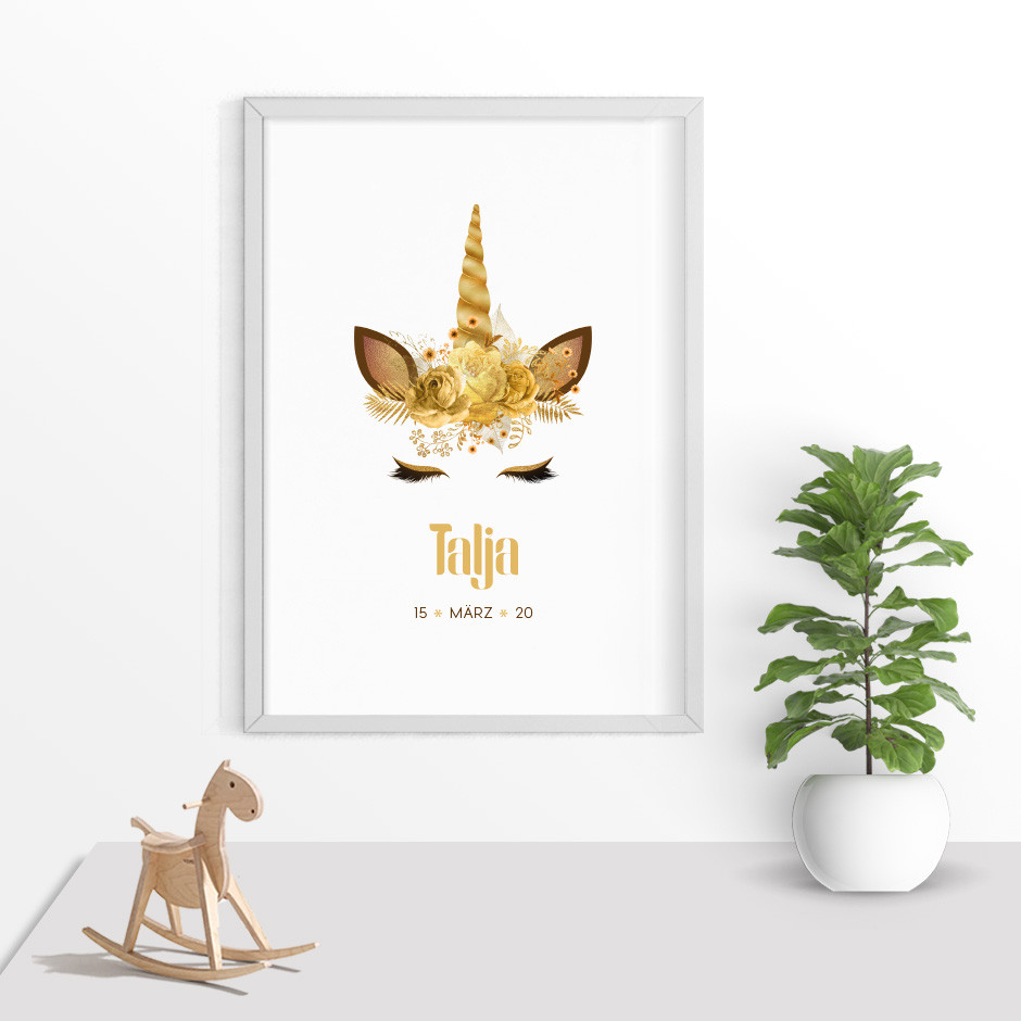 Taufkerze Animal Face Einhorn