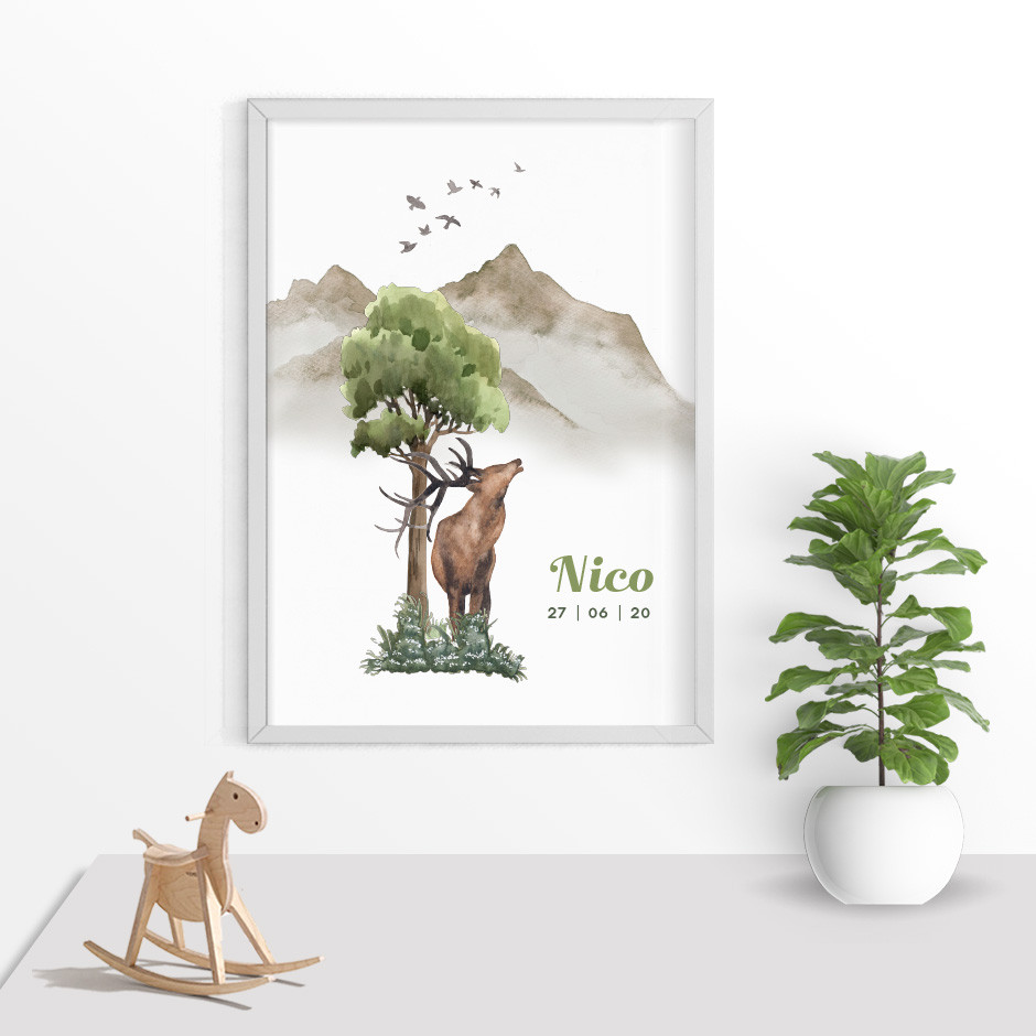 Taufkerze Waldtiere Hirsch