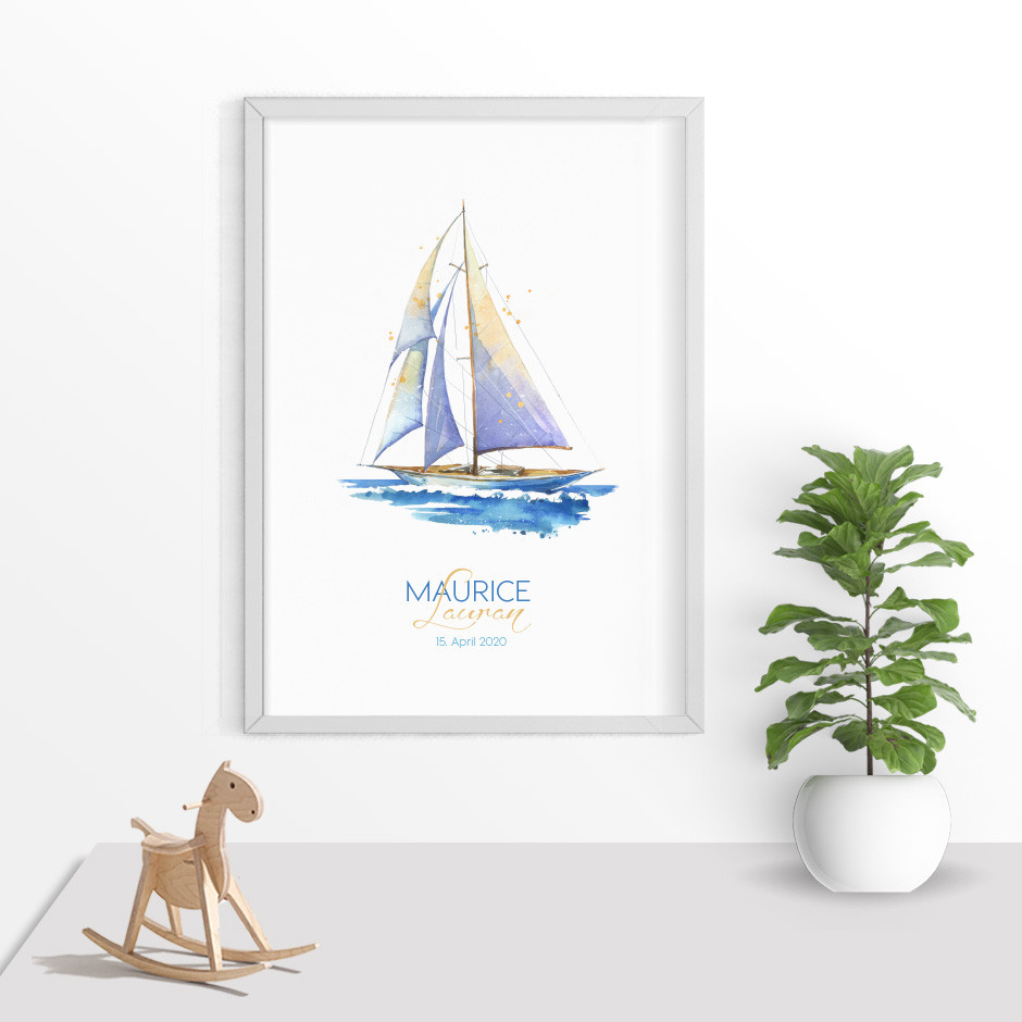 Taufkerze Segelschiff