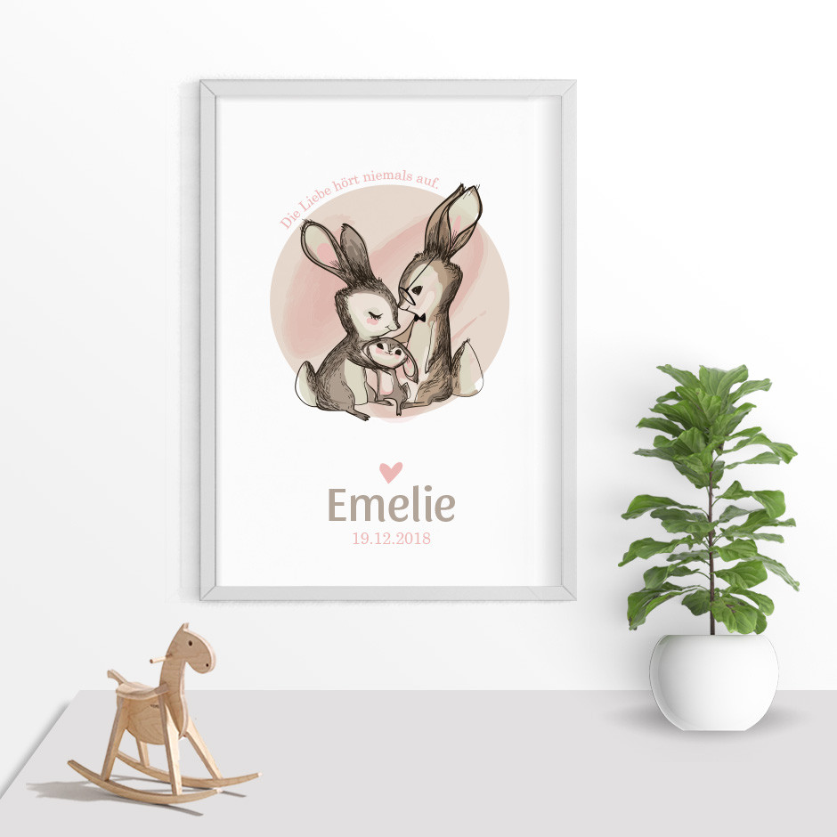 Taufkerze Hasenfamilie
