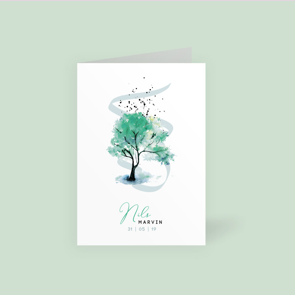 Klappkarte Lebensbaum Watercolor grün