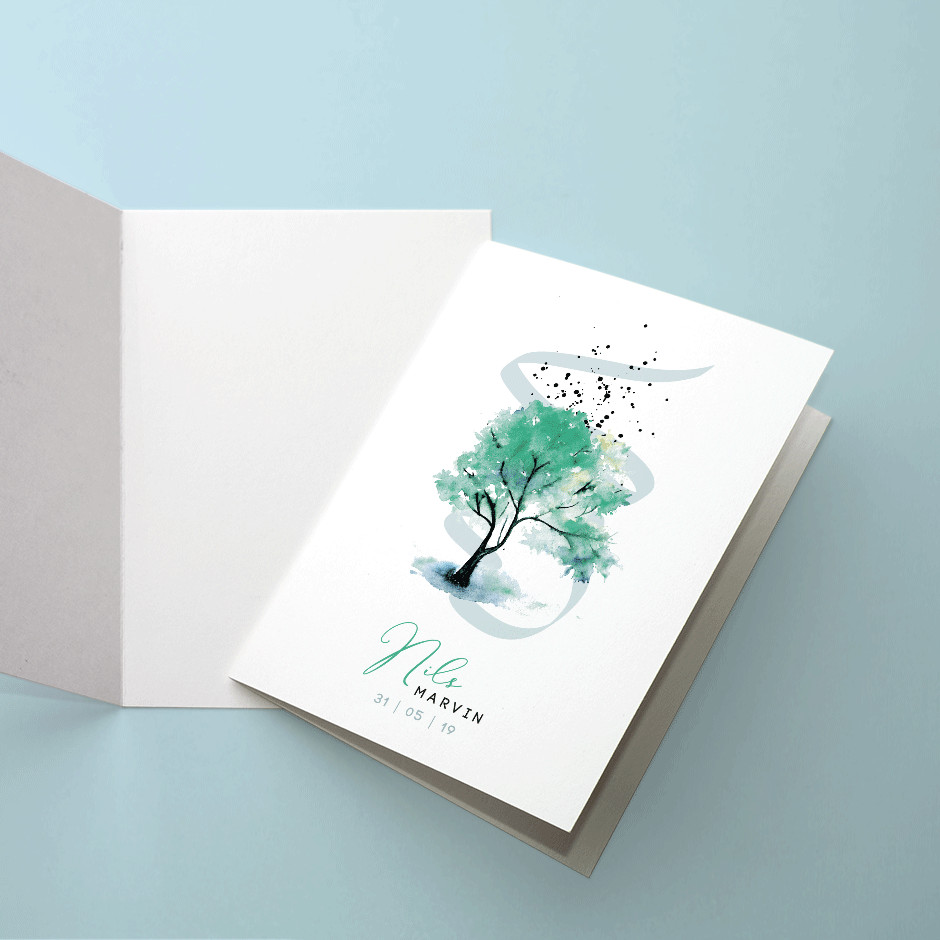 Klappkarte Lebensbaum Watercolor grün