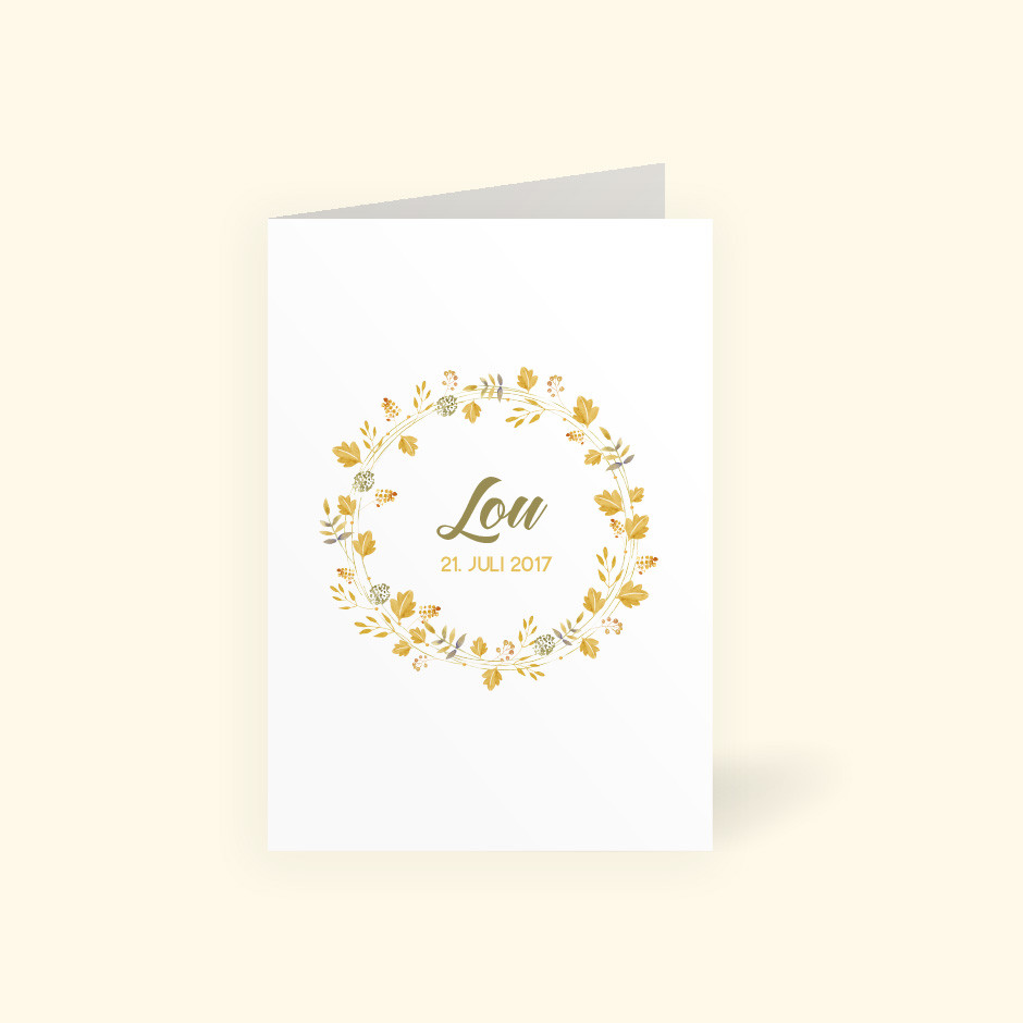 Klappkarte Blumenkranz gelb