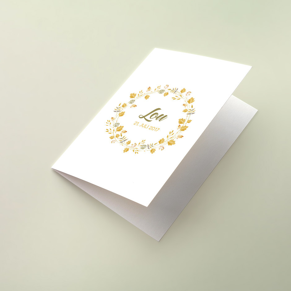 Klappkarte Blumenkranz gelb