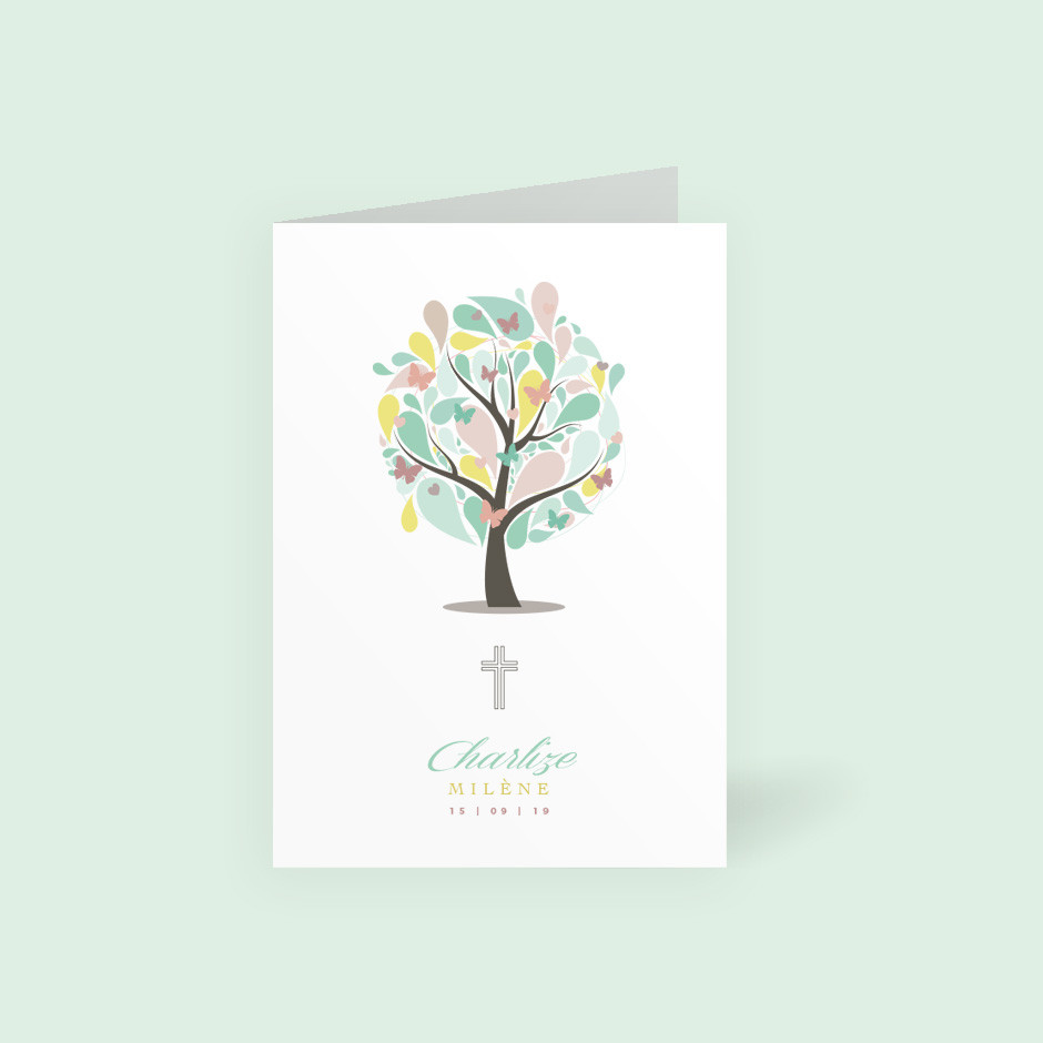 Klappkarte Lebensbaum Schmetterling Kreuz