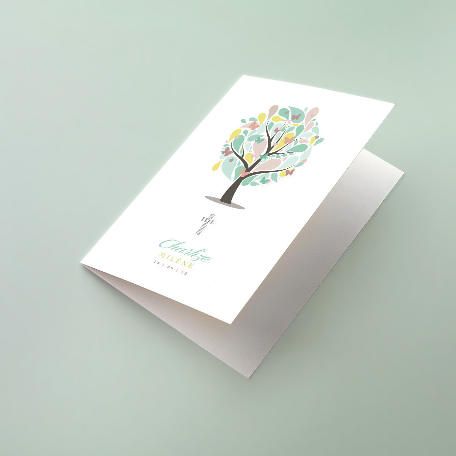 Klappkarte Lebensbaum Schmetterling Kreuz