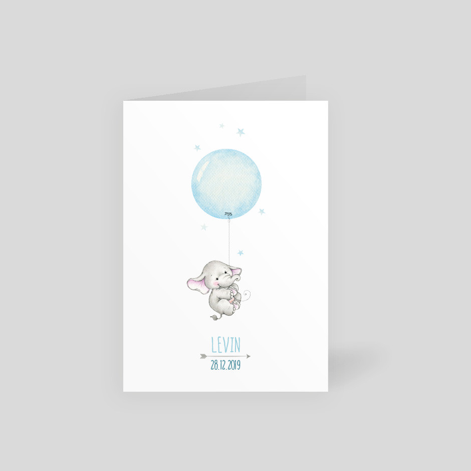 Klappkarte Elefant Ballon