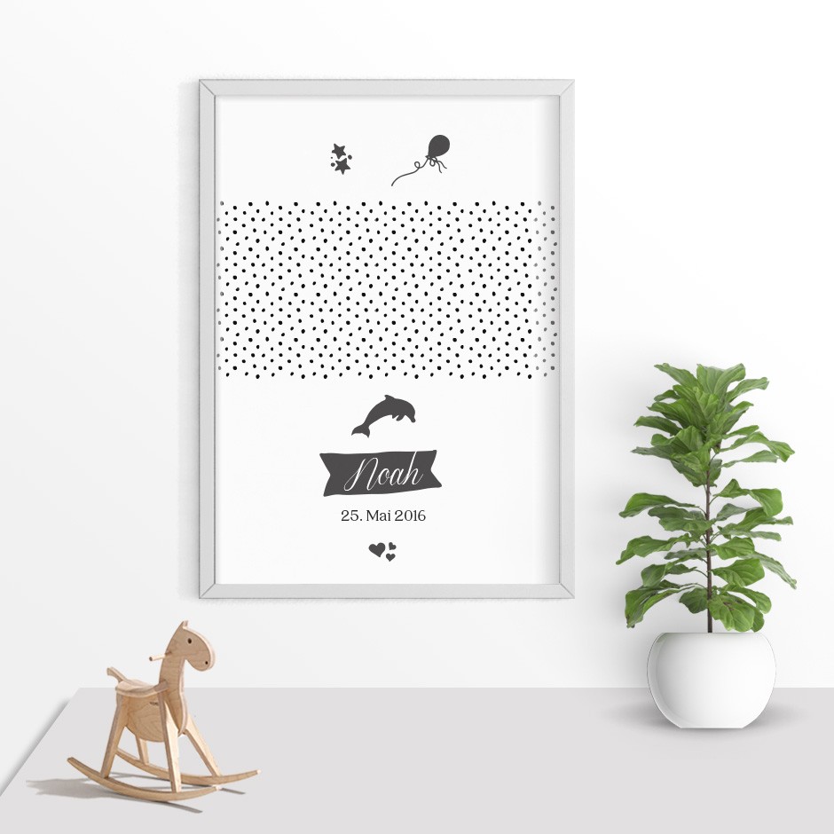 Taufkerze Black and White Dots